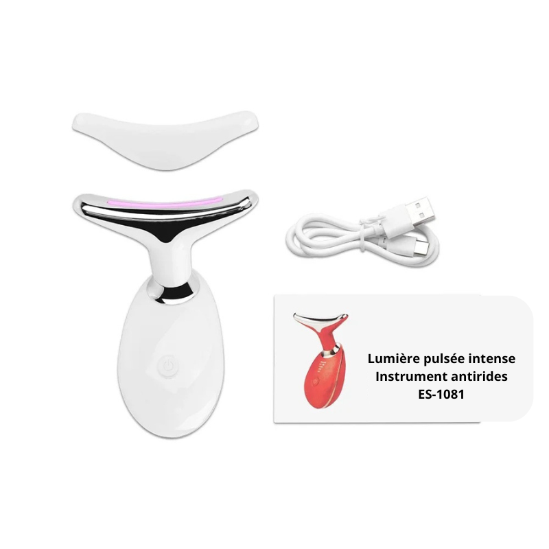 Appareil de beauté pour lifting du visage et du cou, appareil de massage facial EMS, thérapie par lumière LED, élimination du double menton, rajeunissement de la peau, raffermissement, anti-rides - SOLANIM