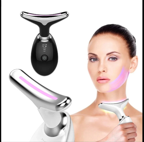 Appareil de beauté pour lifting du visage et du cou, appareil de massage facial EMS, thérapie par lumière LED, élimination du double menton, rajeunissement de la peau, raffermissement, anti-rides - SOLANIM